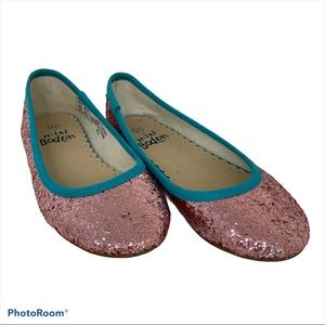 Mini Boden girls pink glitter ballet flats 10/12